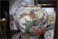 ASIAN PEACOCK DECORATED VASE