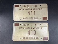 License plates, Non-Motor Vehicle Kosciusko County