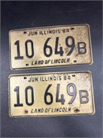 1984 Illinois License Plates-pair