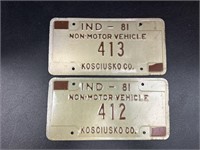 License plates, Non-Motor Vehicle Kosciusko County