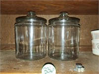 PAIR OF GLASS CANISTER JARS