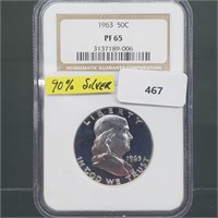 NGC 1963 PF65 90% Silver Franklin Half $1 Dollar