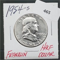 1954-S 90% Silver Franklin Half $1 Dollar