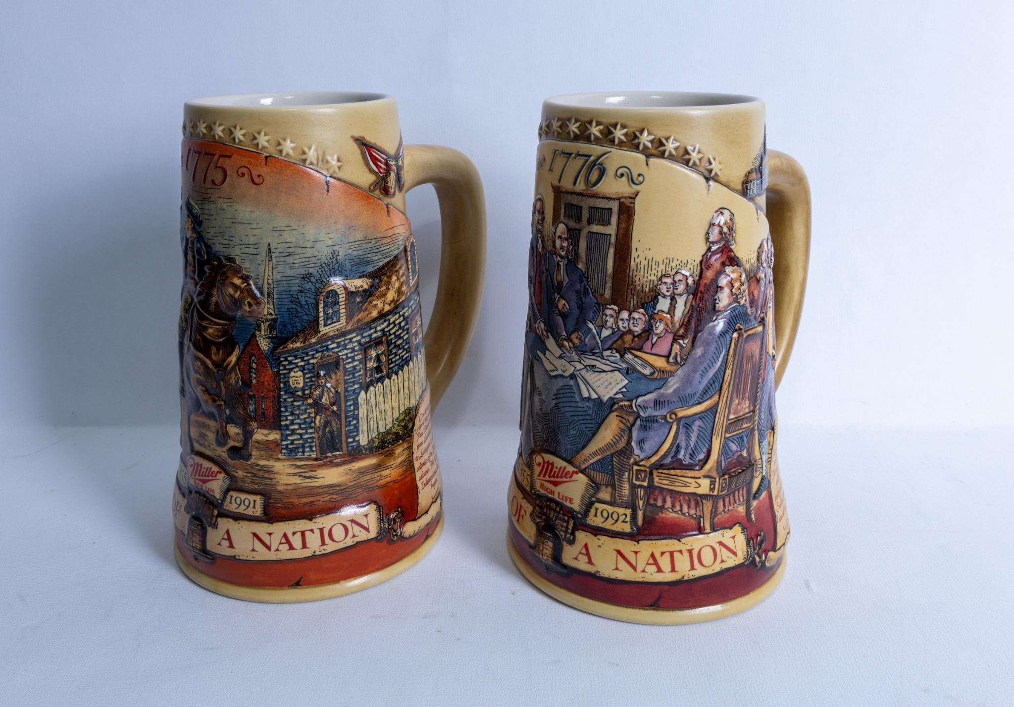 "Birth of a Nation" American-themed beer steins