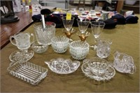 Misc Glassware; pressed glass relish tray,