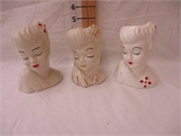 (3) Ladies head vases