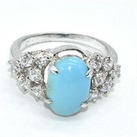 S/Sil Turquoise Cz(3.3ct) Ring
