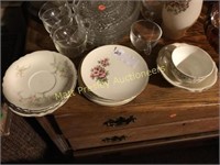 LOT OF HOMER LAUGHLIN SAUCERS, ONE BERRY BOWL AND