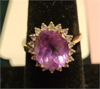 Amethyst Stone Ring on 10K Gold Band