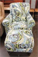 Floral Print Chair w/ Ottoman