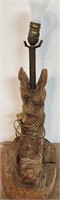 VTG Solid Wood Carved Cowboy Boot Lamp