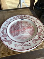 Vintage Set of 4 Plates, Crown Decal, Scenes of