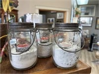 Decorative Sand Jars with Candles set of 3