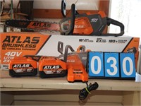 Atlas 40v Cordless Chainsaw 2 Batteries & Charger