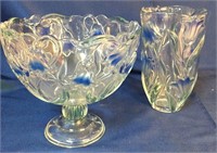 Mikasa Bluebell Clear & Blue Glass Compote & Vase