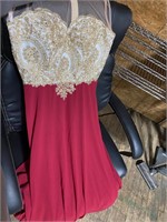 Retail$100 Burgundy Prom Dress (size L, 10/12)