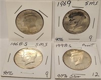 279 - LOT OF 4 KENNEDY HALF DOLLARS (127)