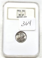 1944 Dime NGC MS 67