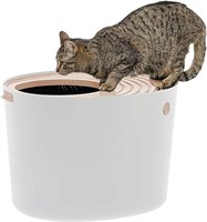 (U) IRIS USA Large Stylish Round Top Entry Cat Lit