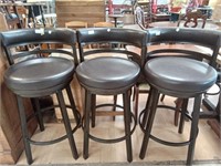 > X3 Brown leather bar stools, 30" seat height