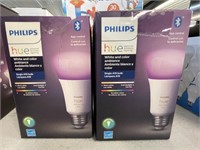 2 phillips hue white and color a19 bulb
