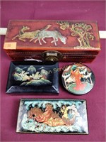 Hand painted Russian lacquer boxes and