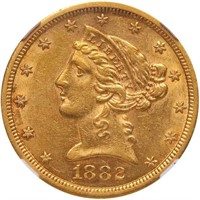 $5 1882-CC NGC AU55