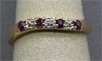 10K Yellow Gold diamond and ruby ring. Size 6.5.
