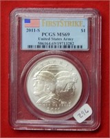 2011 S US Army Dollar PCGS MS69