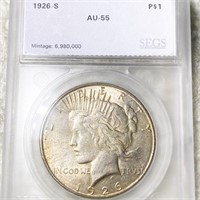1926-S Silver Peace Dollar SEGS - AU55