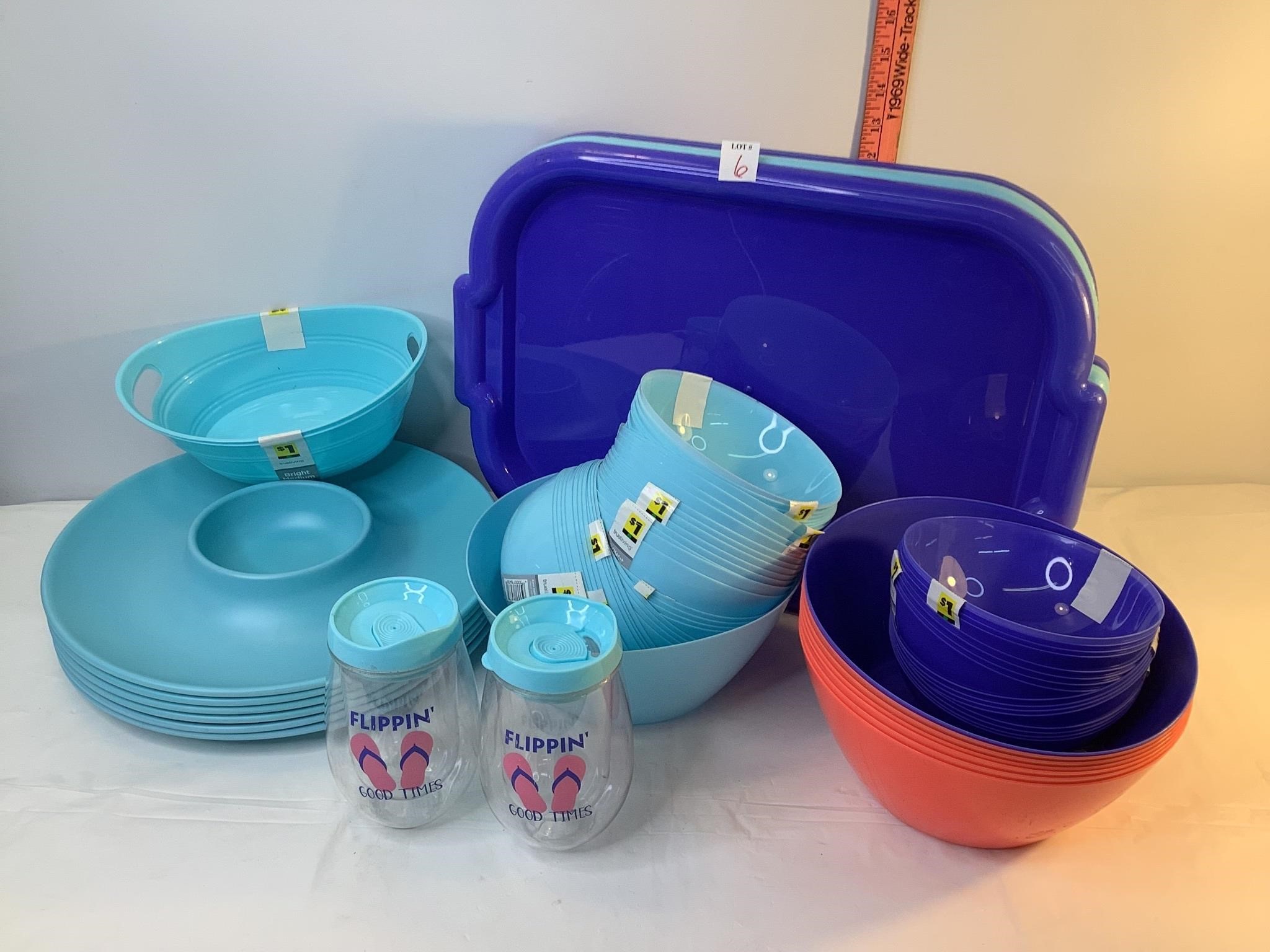 Assorted Plastic Trays, Bowls, Servers & Misc