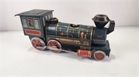 Vtg MT Trademark Litho Train Engine Tin Toy, see