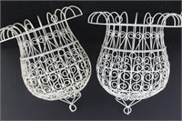 Pair of  Decorative Metal Cage Wall Urns