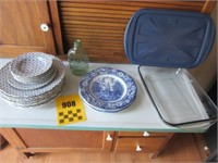 Anchor Hocking Dish with Lid and Blue Dishers
