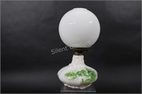 Embossed Double Globe Milk Glass Painted Lamp