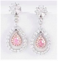 Natural Pink Diamond 18Kt Gold Earrings