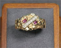 14K Gold, Diamond & Ruby Ring