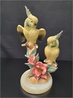 Large Porcelain Yellow Cockatoos on Marble Base