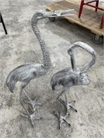 Pair of Metal Crane Sculptures