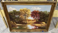 Signed Landscape Painting on Canvas