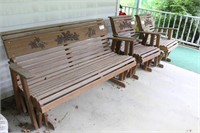 3 ROCKING CHAIRS AND BENCH