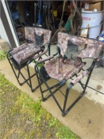 Two field and stream camp chairs with side tables