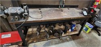 6' Steel Work Bench w/ Vise and Bench Grinder
