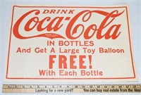 1960's COCA-COLA PAPER SIGN