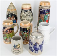 Eight Vintage Beer Steins