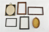 6 Vintage Small Wooden and Metal Picture Frames