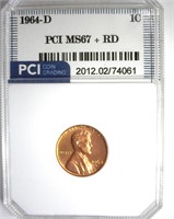 1964-D Cent MS67+ RD LISTS $4750