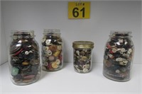 4 Jars Vintage Buttons