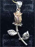 Sterling Silver Rose Pendant 
1 Inch