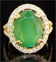 14kt Gold 10.03 ct GIA Emerald & Diamond Ring